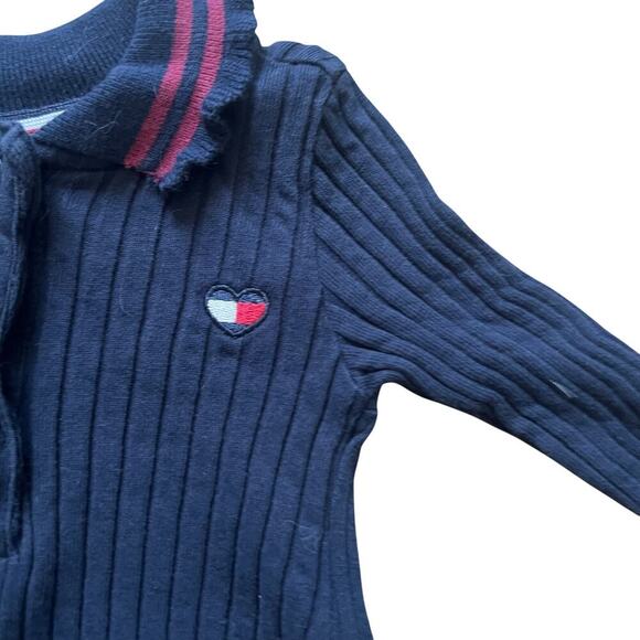 Tommy Hilfiger Toddler Fall/Winter Plaid Sweater Dress Navy Blue Red Size 2T - Picture 3 of 6